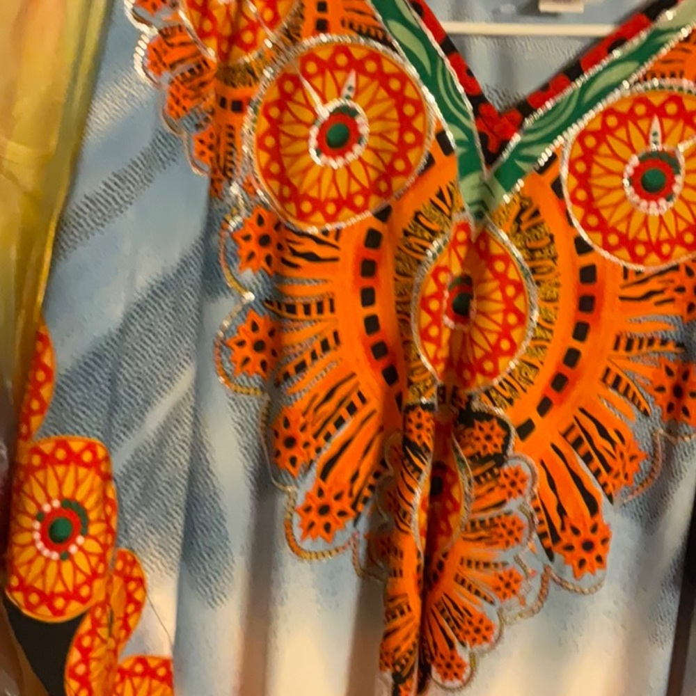 Orange Full Length Polyester Caftan - image 1